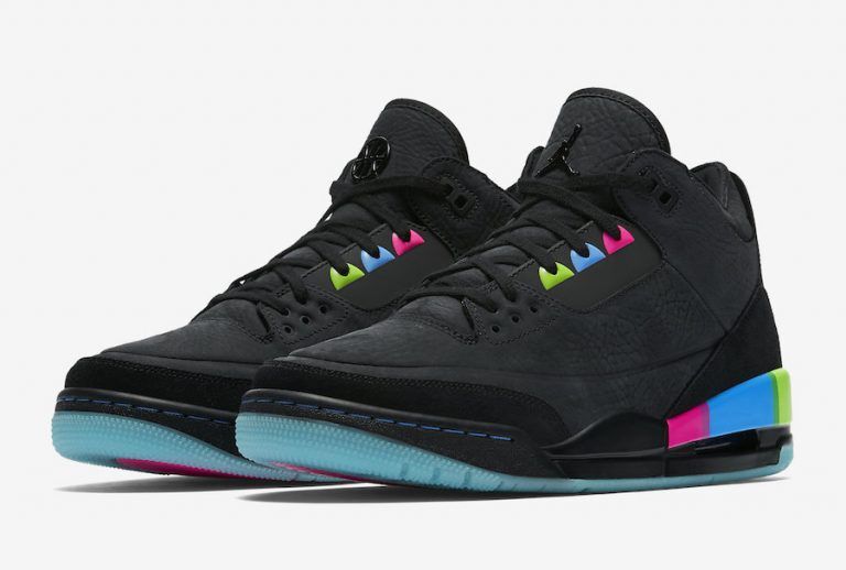 Air Jordan 3 Quai 54 Black Electric Green-Infrared 23-Black Shoes